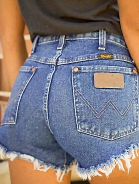 Wrangler Pants - Wrangler Reworked High Waisted Cowboy Cut Off Denim Shorts